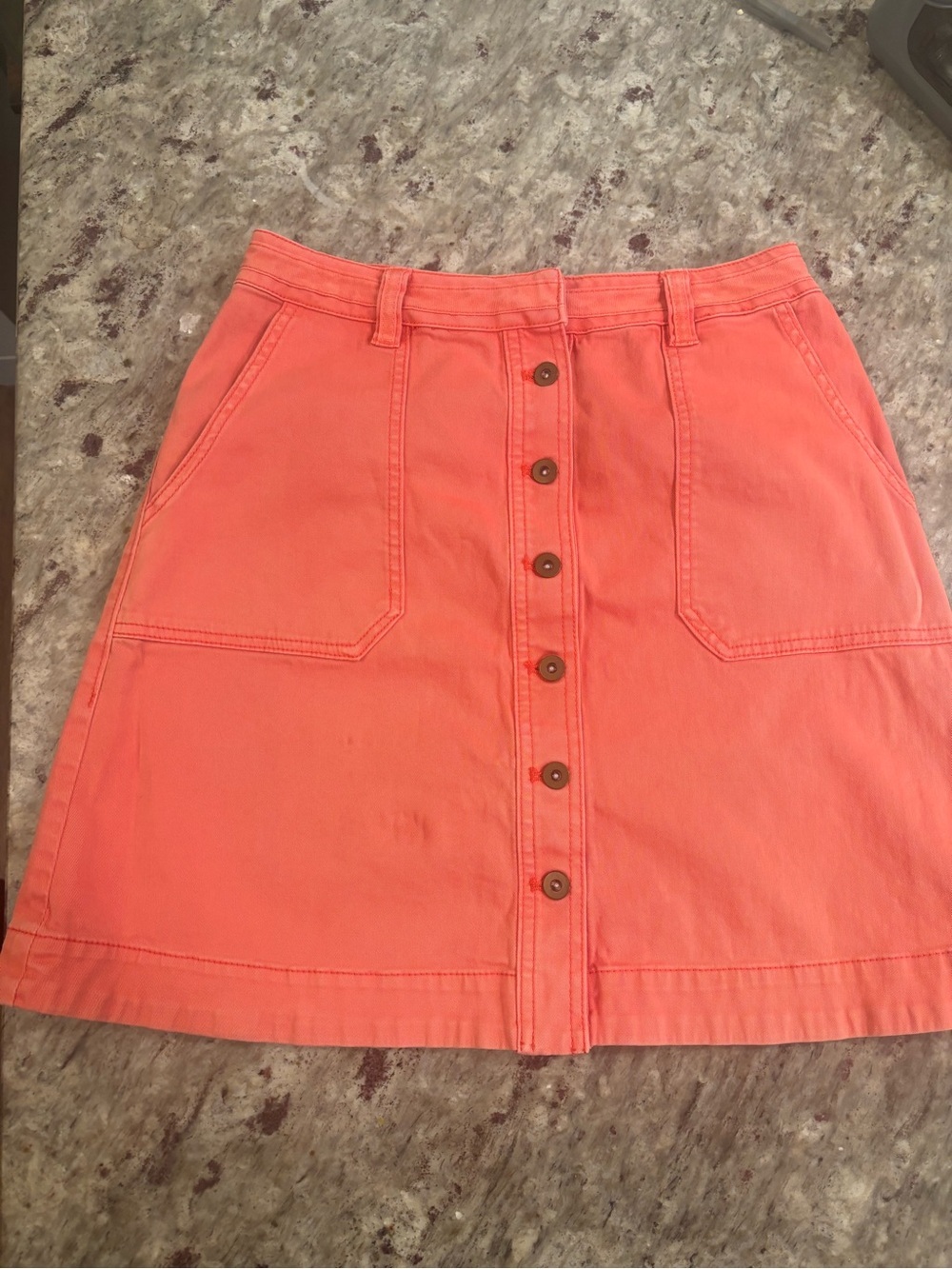 Pilcro and the Letterpress Coral Button-Front A-Line Skirt